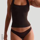 Form-Ribbed Split-Back Tank Top - Terra