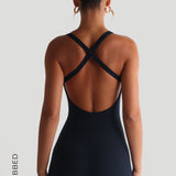Form-Ribbed Cross-Back Romper - Navy