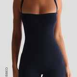 Form-Ribbed Cross-Back Romper - Navy
