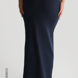 Form-Ribbed Slit Maxi Skirt - Navy