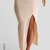 Form-Ribbed Slit Maxi Skirt - Whipped
