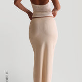 Form-Ribbed Slit Maxi Skirt - Whipped