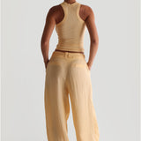 The Ivy Wide-Leg Linen Trousers - Mango Creme