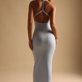 Form-Ribbed Split-Back Maxi Dress - Celeste