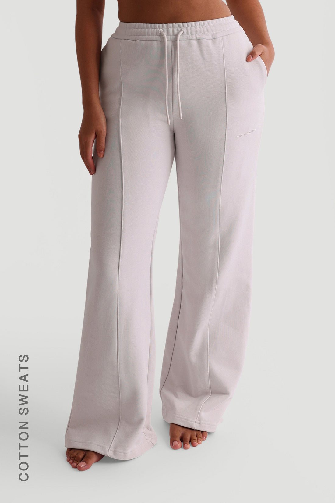 Structured Wide Leg Sweatpants - Soft Beige