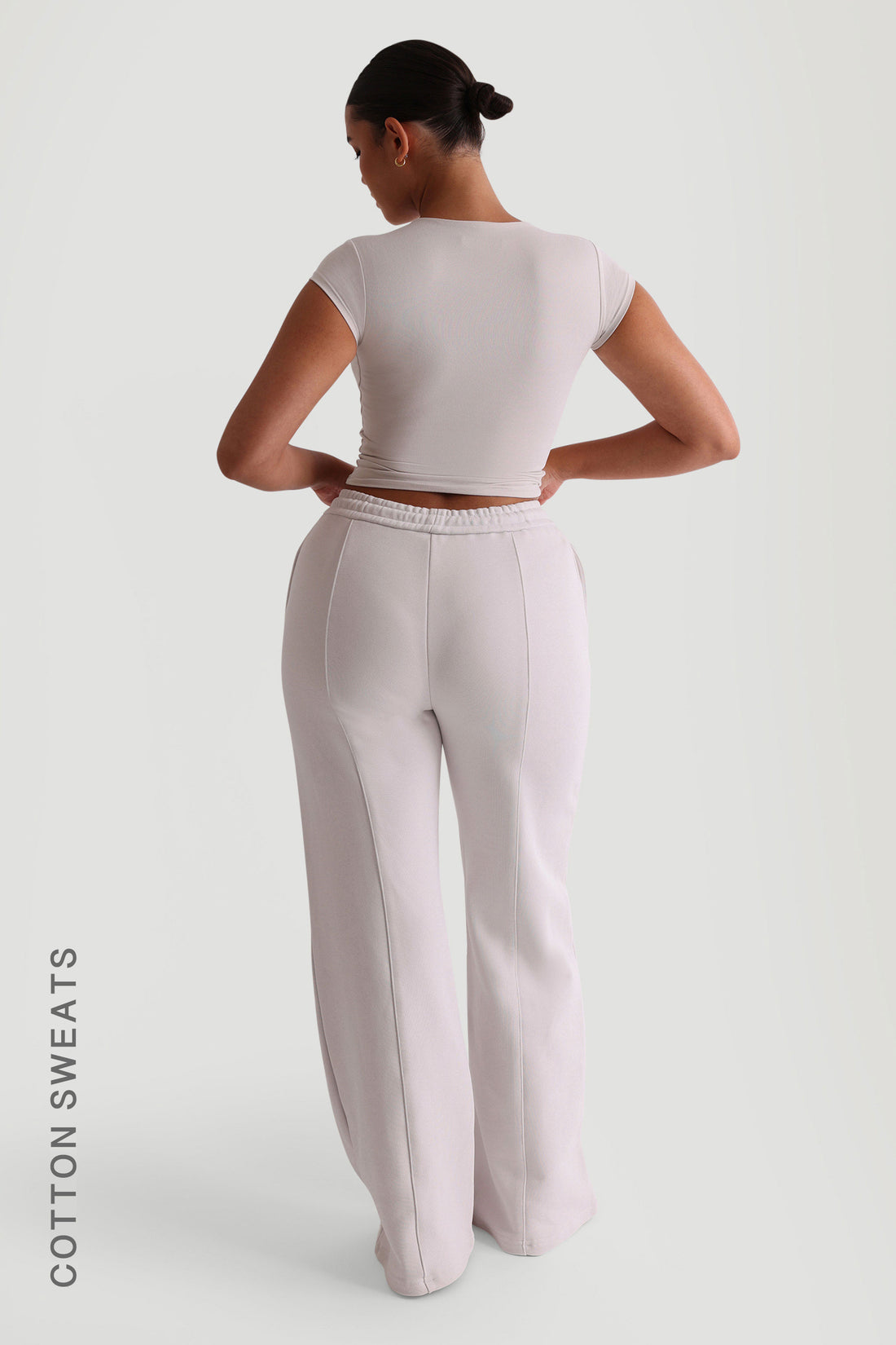 Structured Wide Leg Sweatpants - Soft Beige