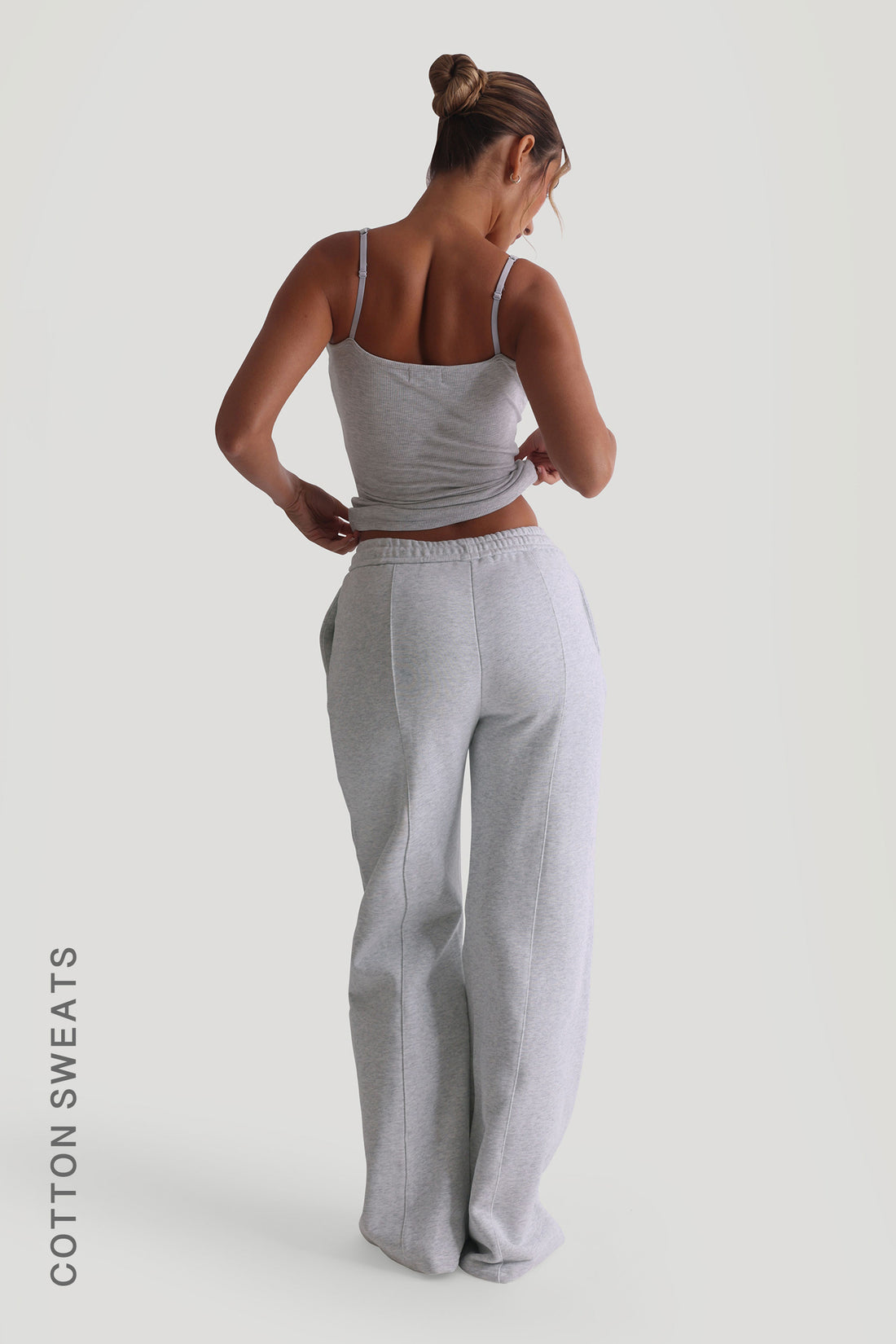 Structured Wide Leg Sweatpants - Light Heather Gray