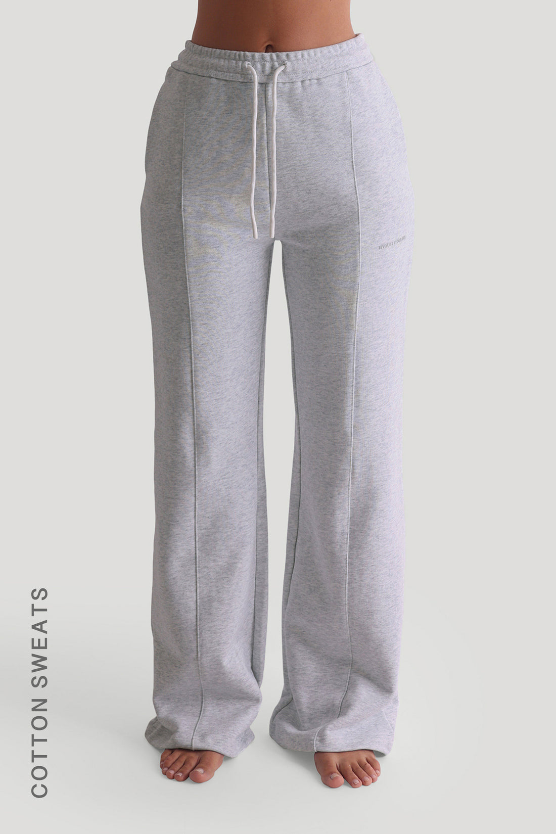 Structured Wide Leg Sweatpants - Light Heather Gray