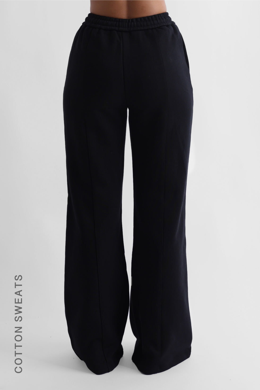 Structured Wide Leg Sweatpants - Black