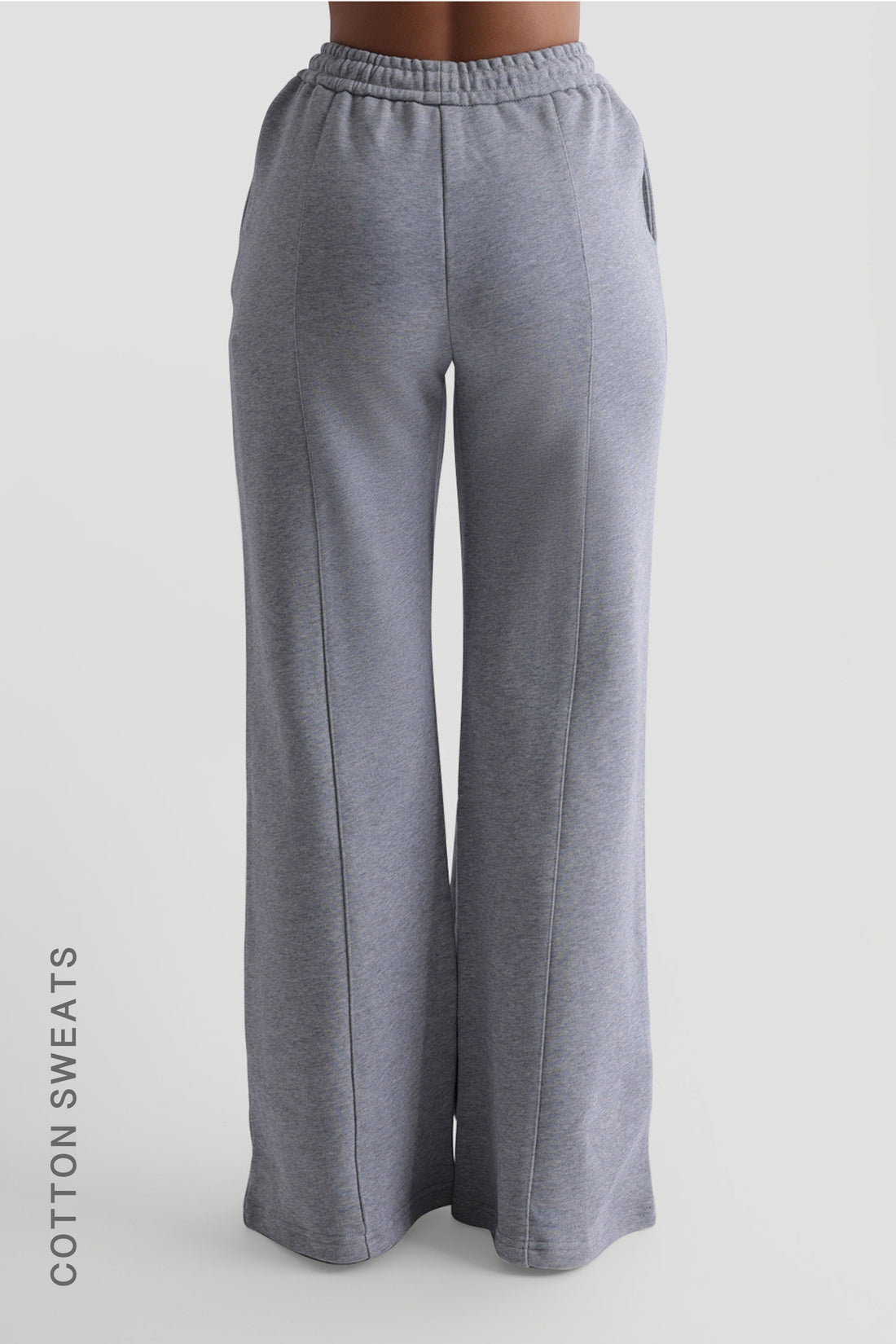 Structured Wide Leg Sweatpants - Heather Gray