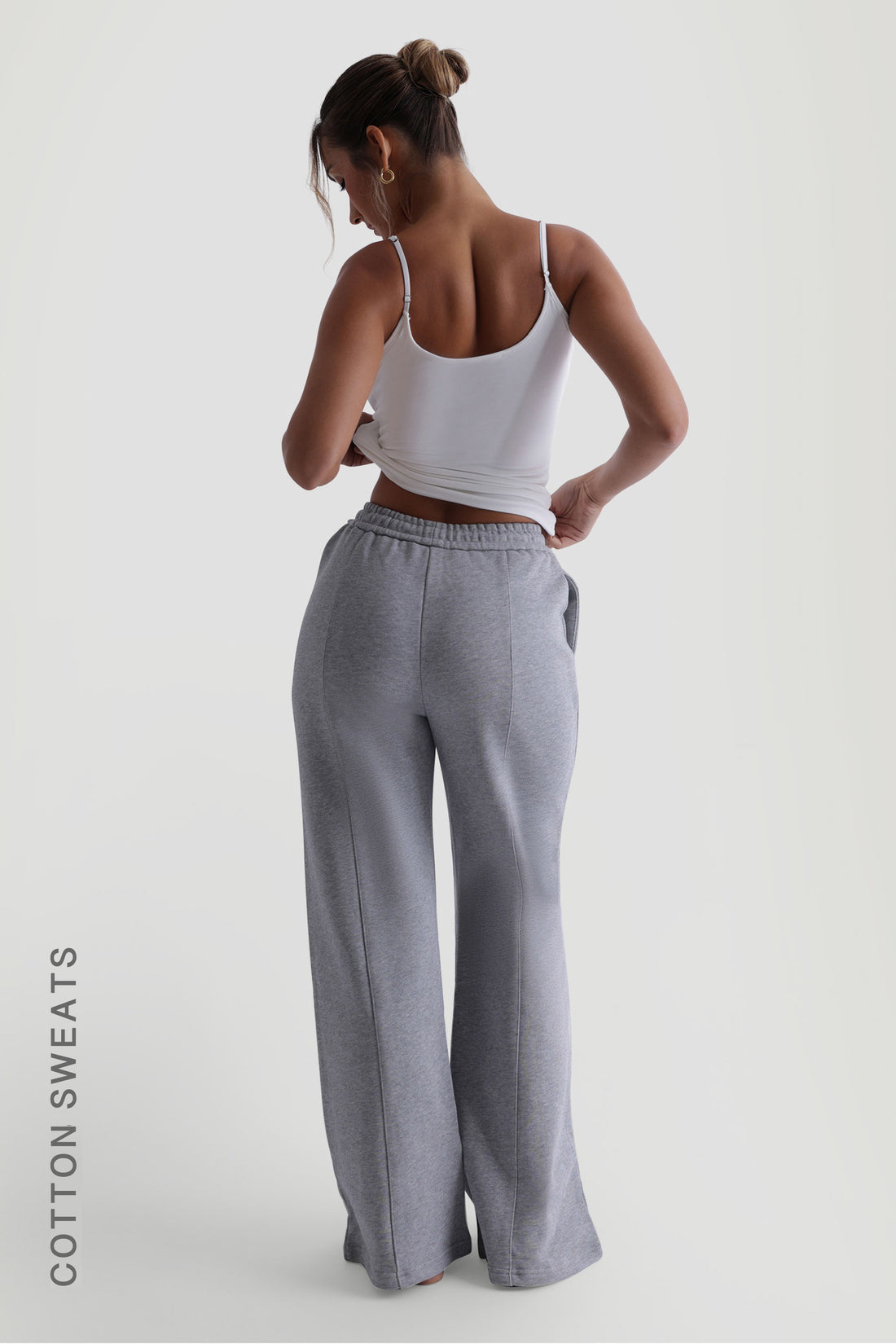 Structured Wide Leg Sweatpants - Heather Gray