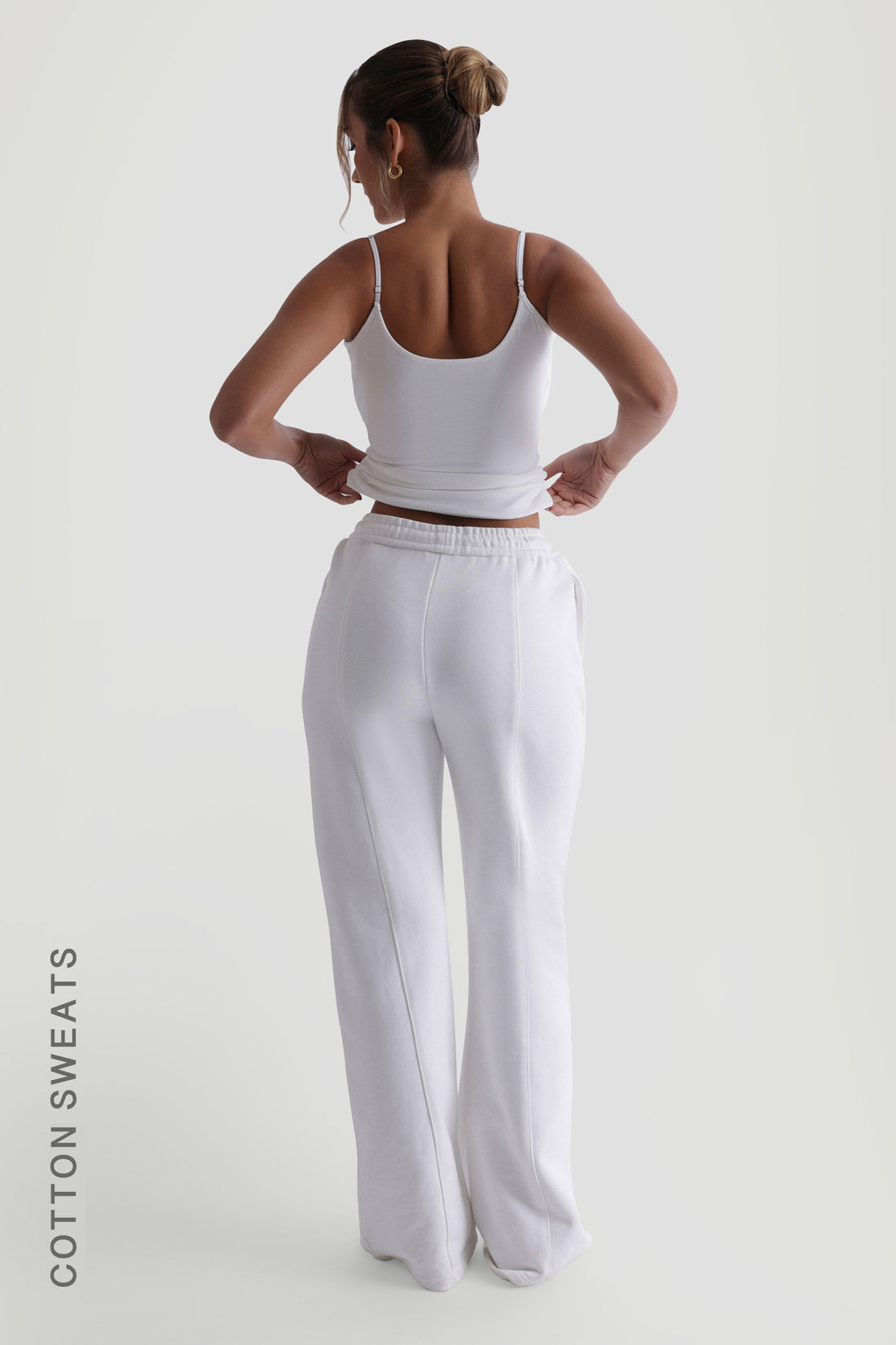 Structured Wide Leg Sweatpants - White