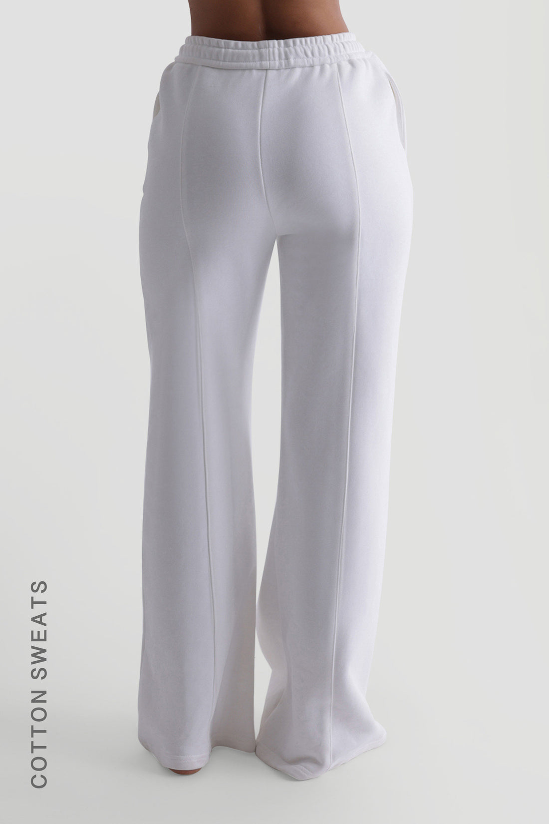 Structured Wide Leg Sweatpants - White