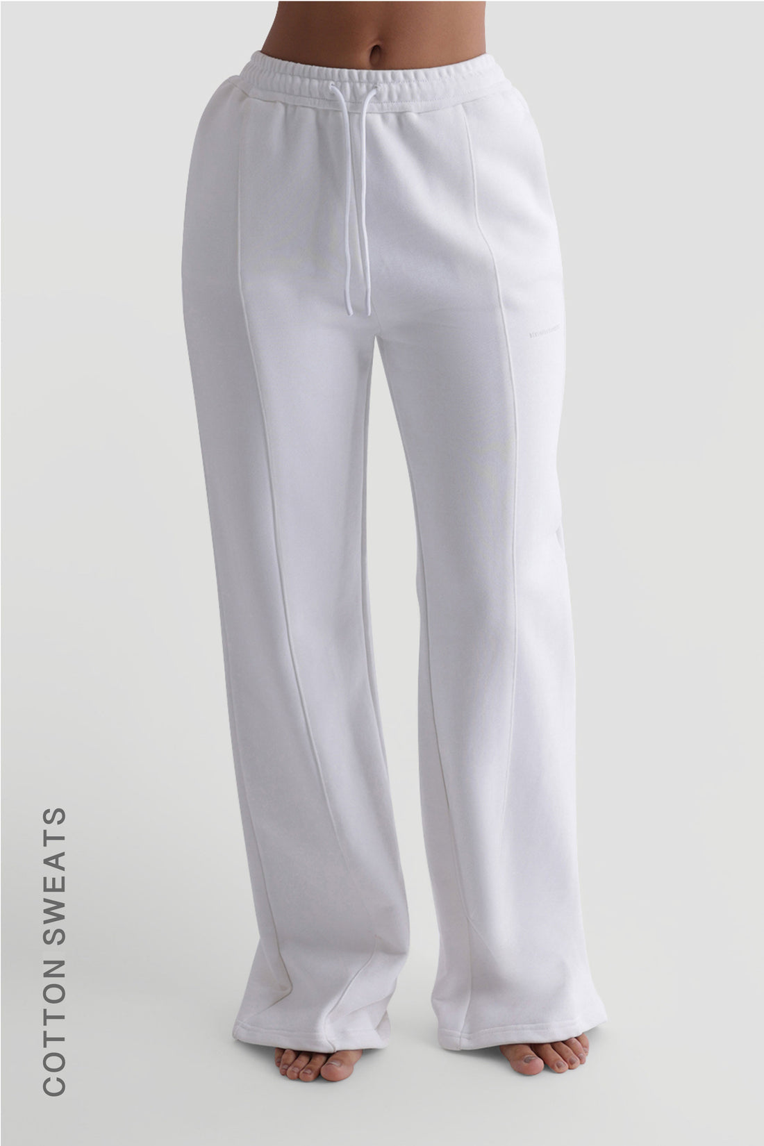 Structured Wide Leg Sweatpants - White