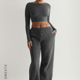 Structured Wide Leg Sweatpants - Midnight Gray
