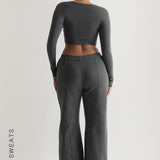 Structured Wide Leg Sweatpants - Midnight Gray