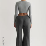 Structured Wide Leg Sweatpants - Midnight Gray