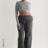 Structured Wide Leg Sweatpants - Midnight Gray