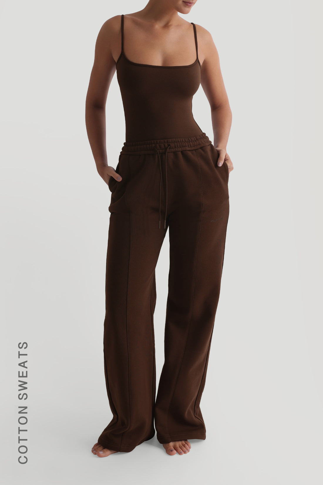 Structured Wide Leg Sweatpants - Cocoa