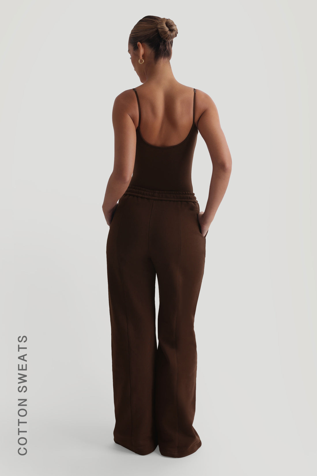 Structured Wide Leg Sweatpants - Cocoa