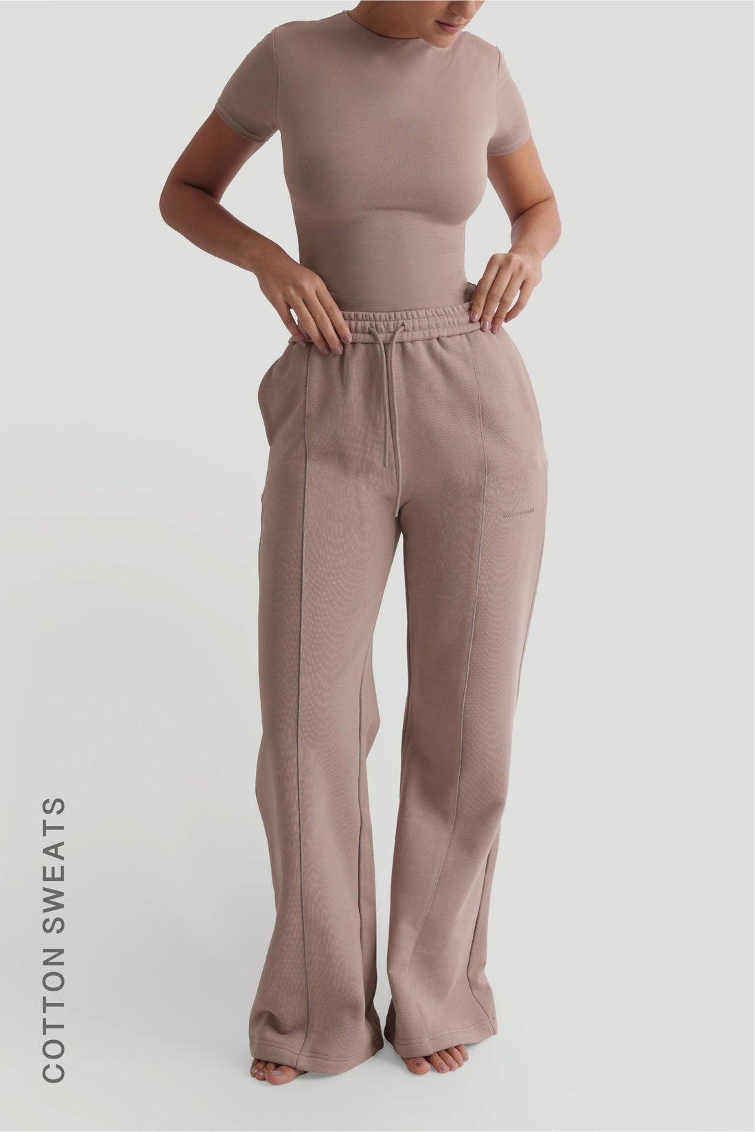 Structured Wide Leg Sweatpants - Warm Mocha