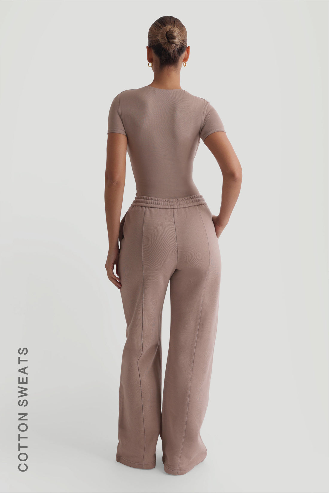 Structured Wide Leg Sweatpants - Warm Mocha