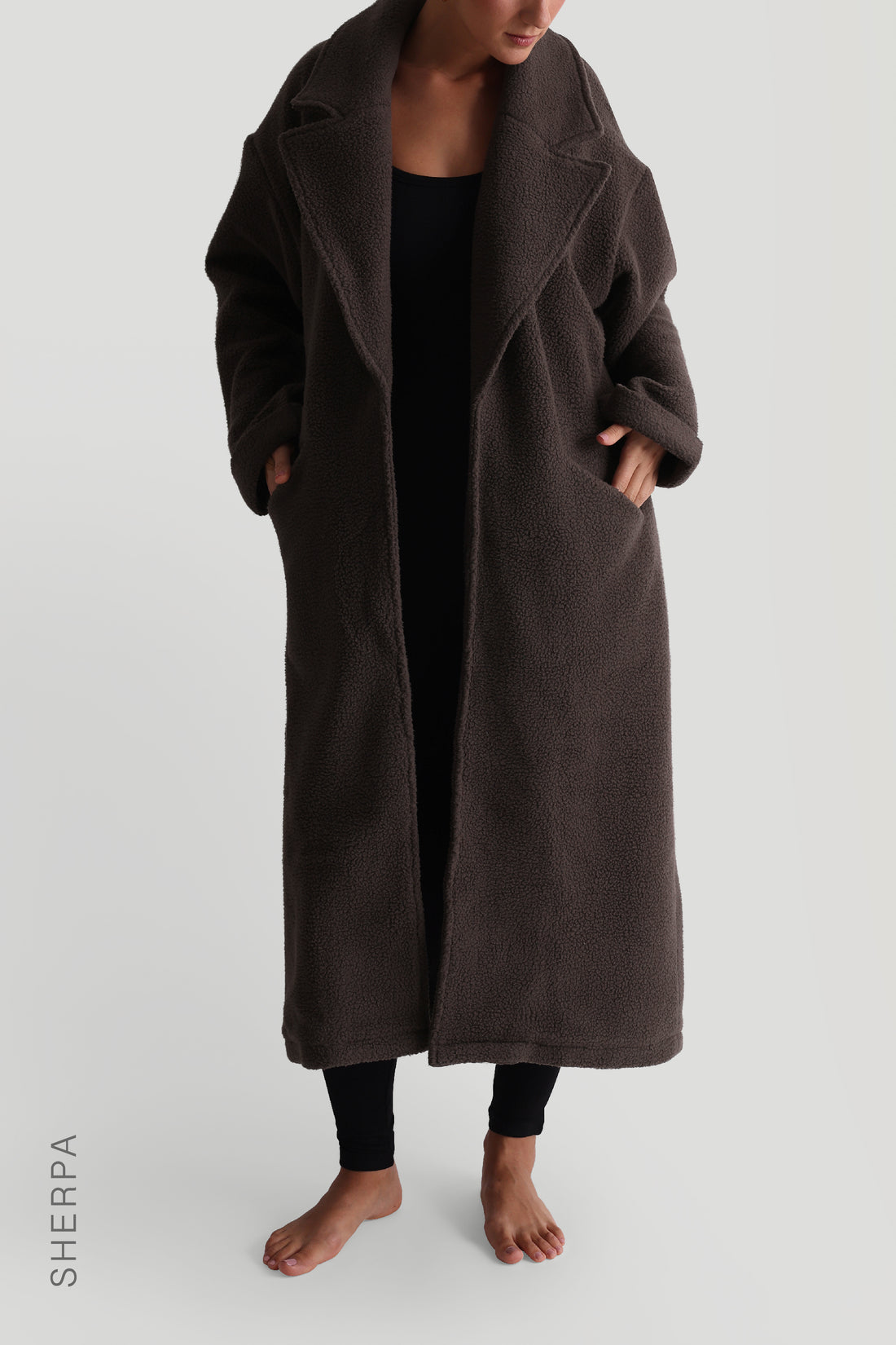 Sherpa Oversized Trench Coat - Charcoal