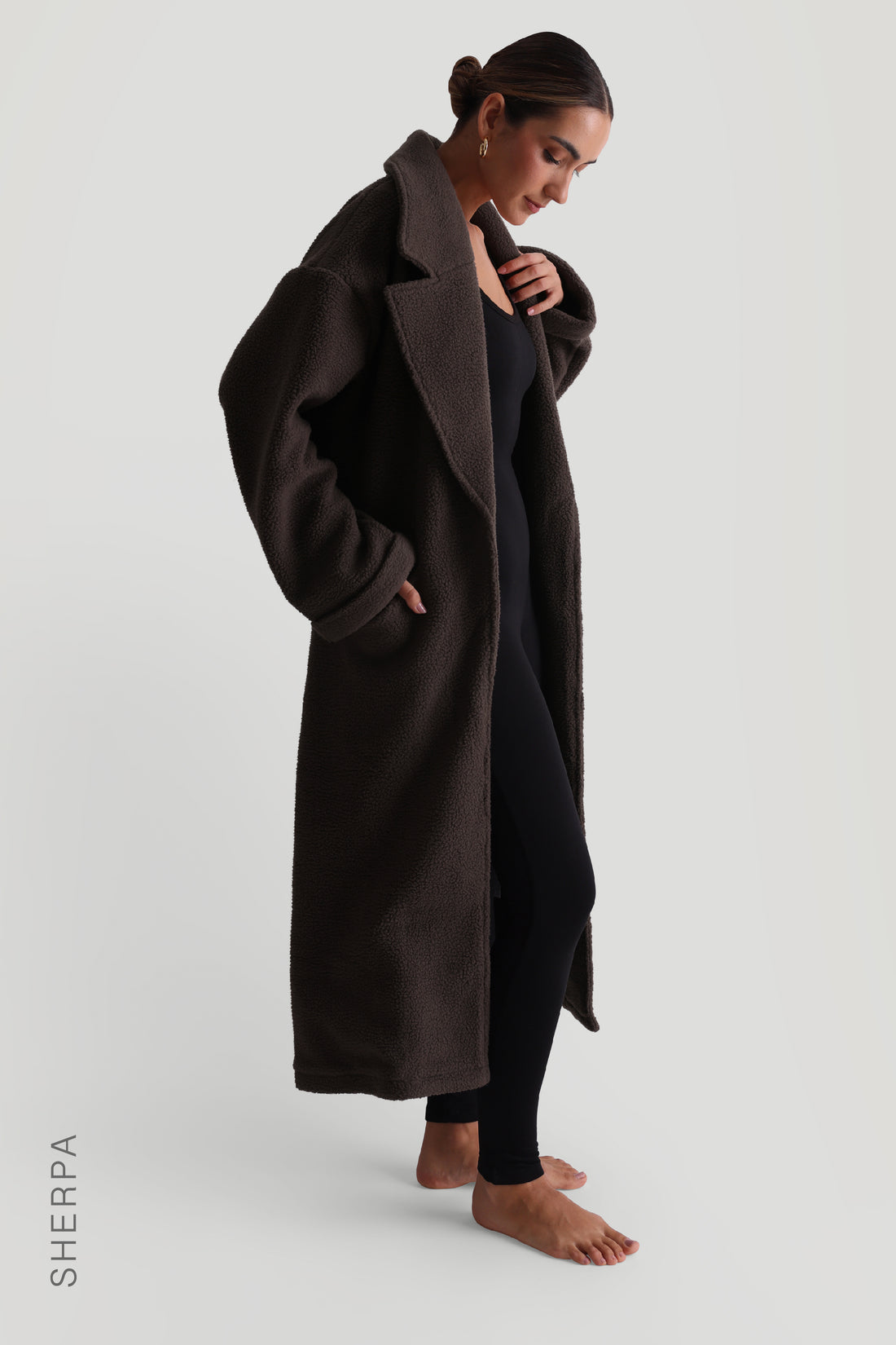 Sherpa Oversized Trench Coat - Charcoal