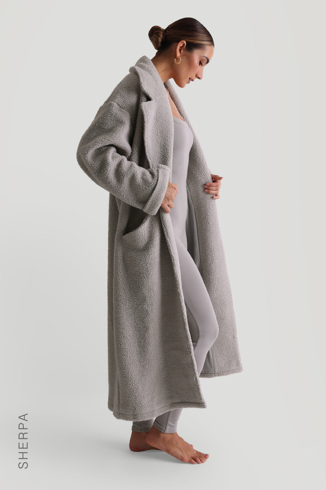 Sherpa Oversized Trench Coat - Moon