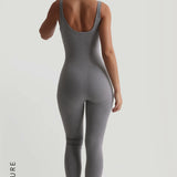 Banded Scoop Neck Jumpsuit - Stone Gray