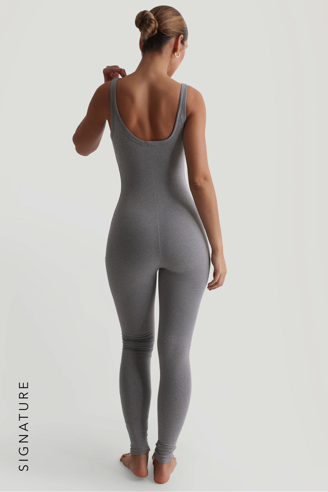 Banded Scoop Neck Jumpsuit - Stone Gray