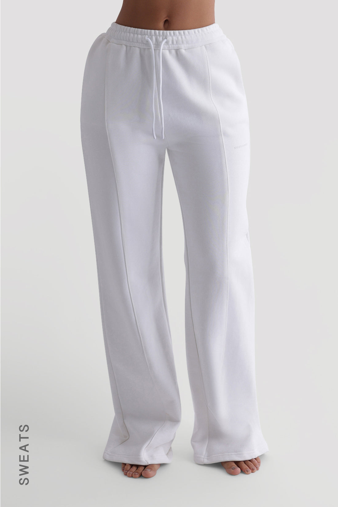 Structured Wide Leg Sweatpants - White