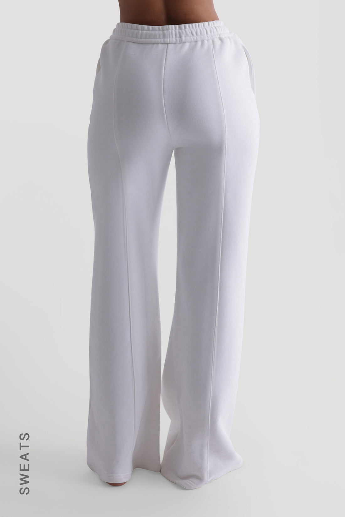 Structured Wide Leg Sweatpants - White