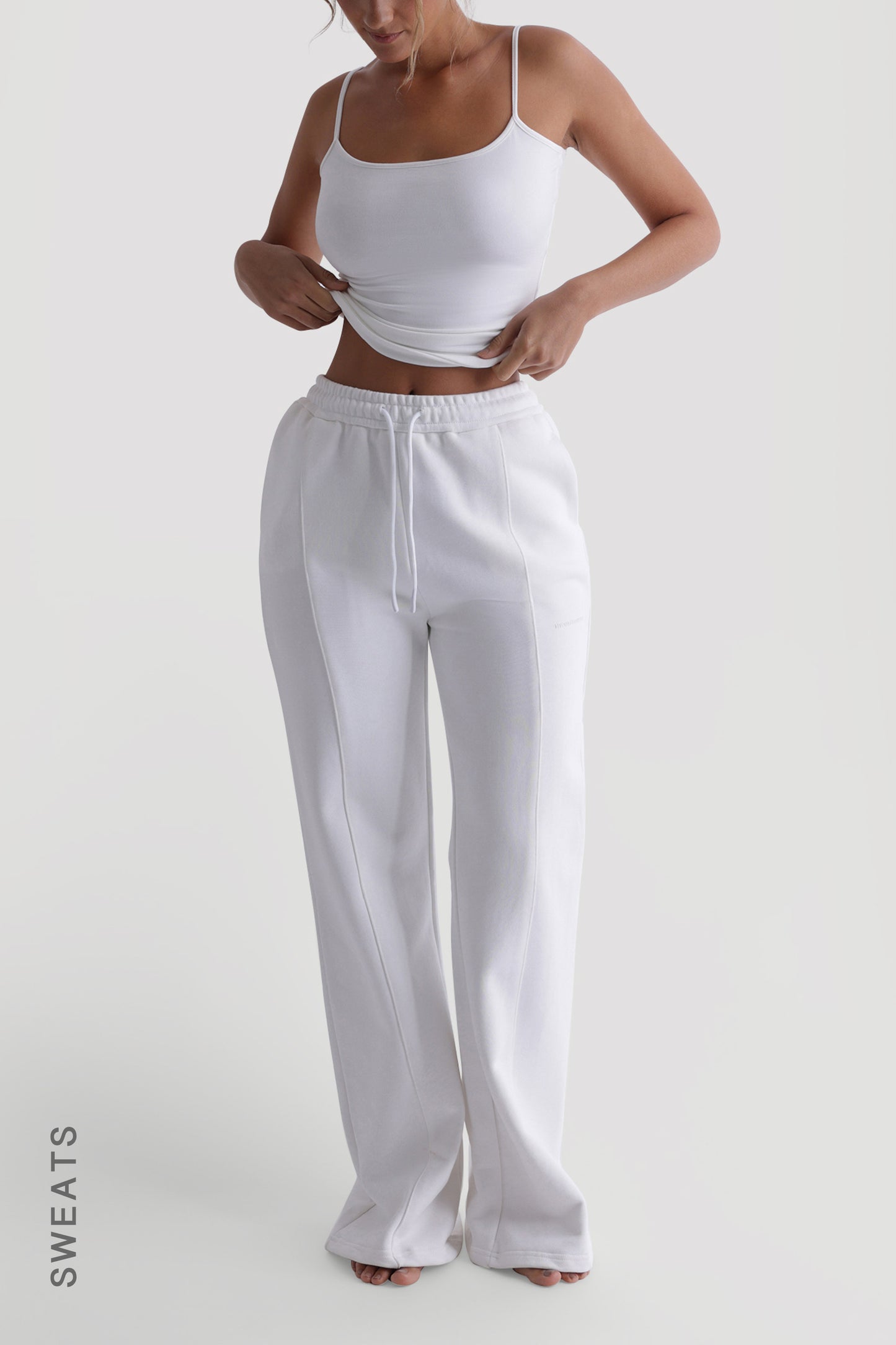 Structured Wide Leg Sweatpants - White – My Outfit Online