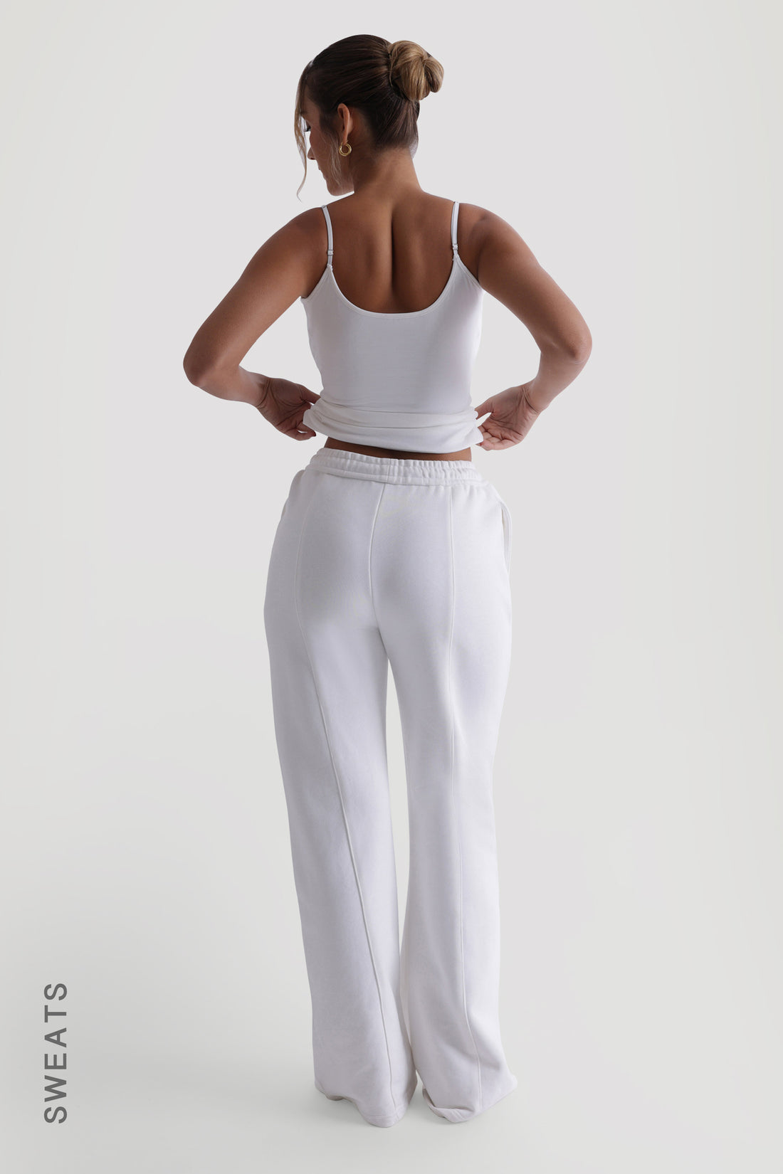 Structured Wide Leg Sweatpants - White