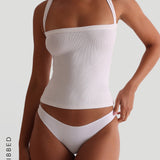 Form-Ribbed Cross-Back Tank Top - White