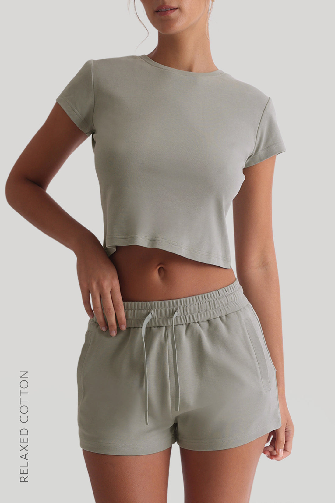 Relaxed Cotton Shorts 2 1/2" - Sage