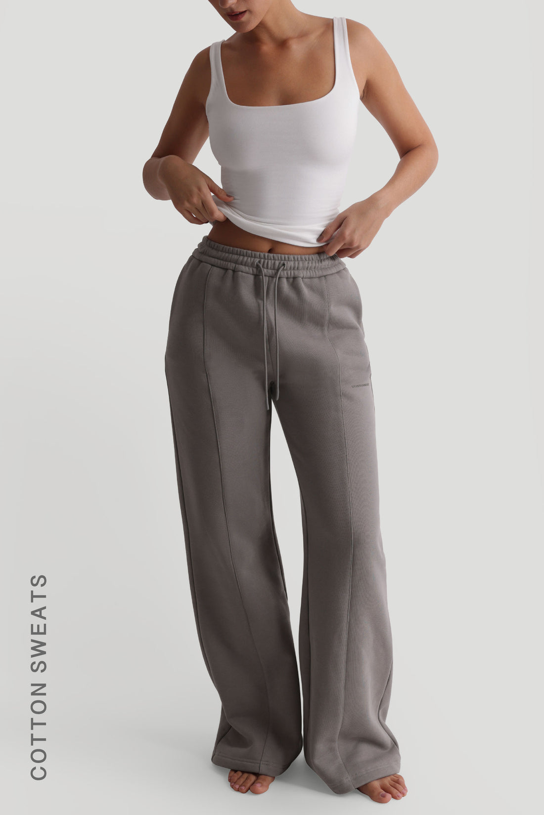 Structured Wide Leg Sweatpants - Smokey Gray