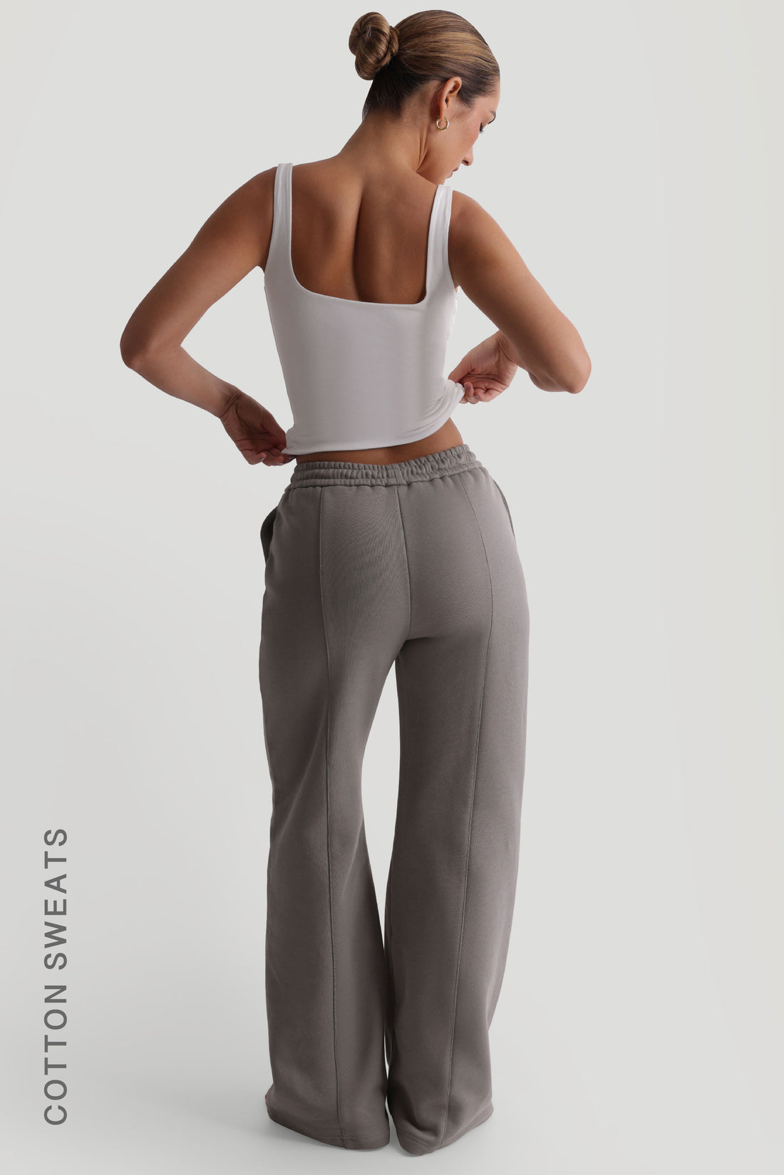 Structured Wide Leg Sweatpants - Smokey Gray