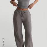 Structured Wide Leg Sweatpants - Smokey Gray