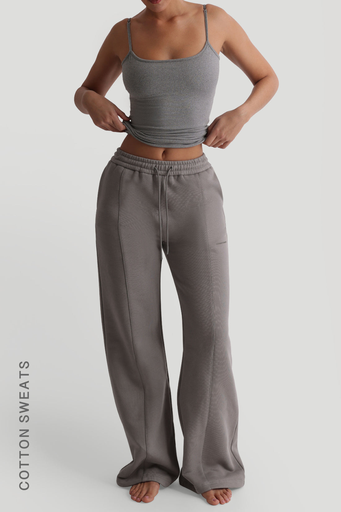 Structured Wide Leg Sweatpants - Smokey Gray