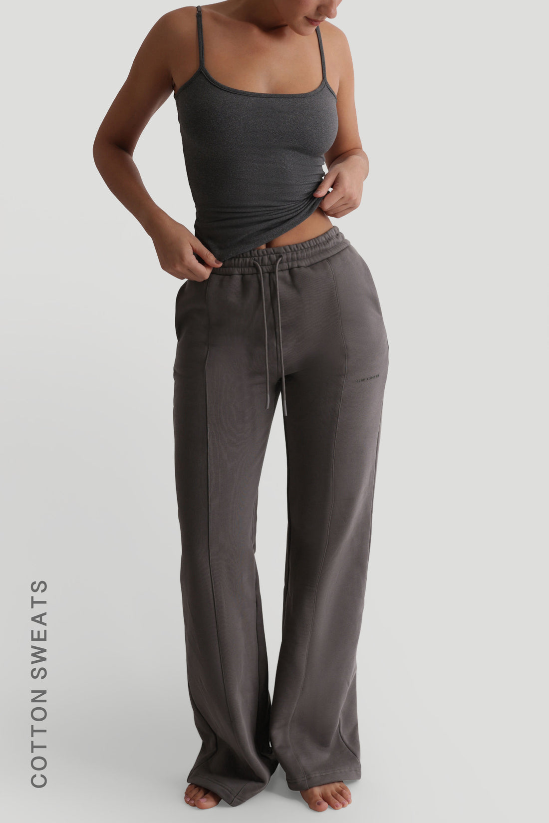 Structured Wide Leg Sweatpants - Storm