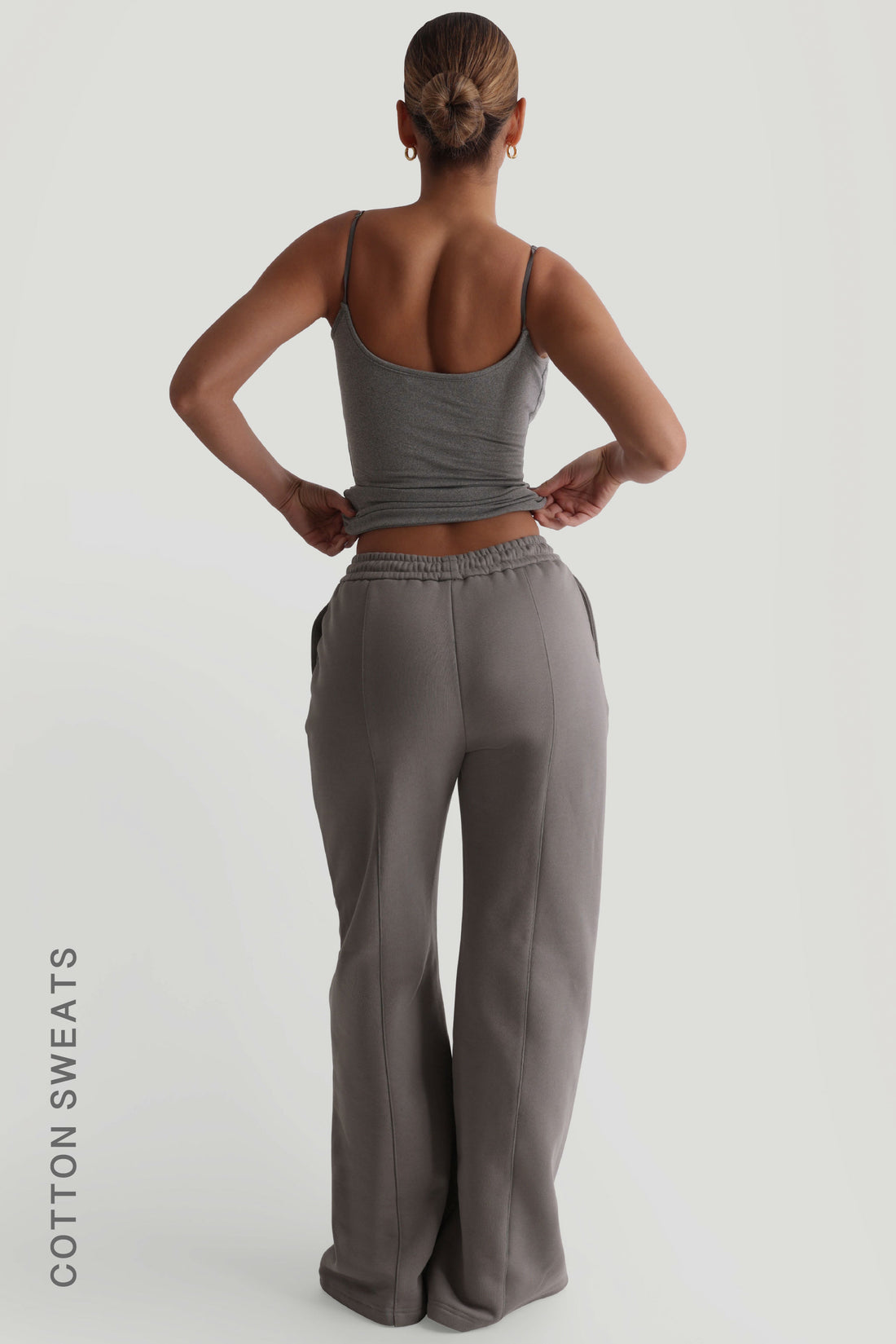 Structured Wide Leg Sweatpants - Smokey Gray