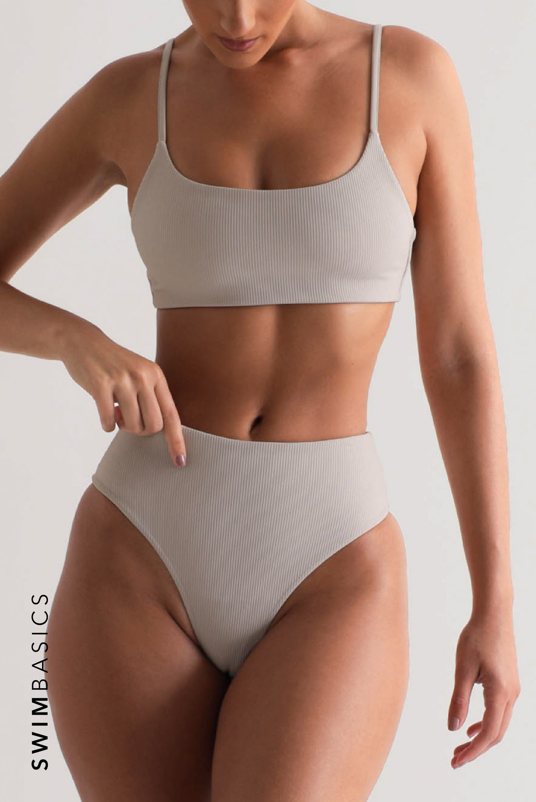 Core Textured Bikini Bottoms - Light Gray