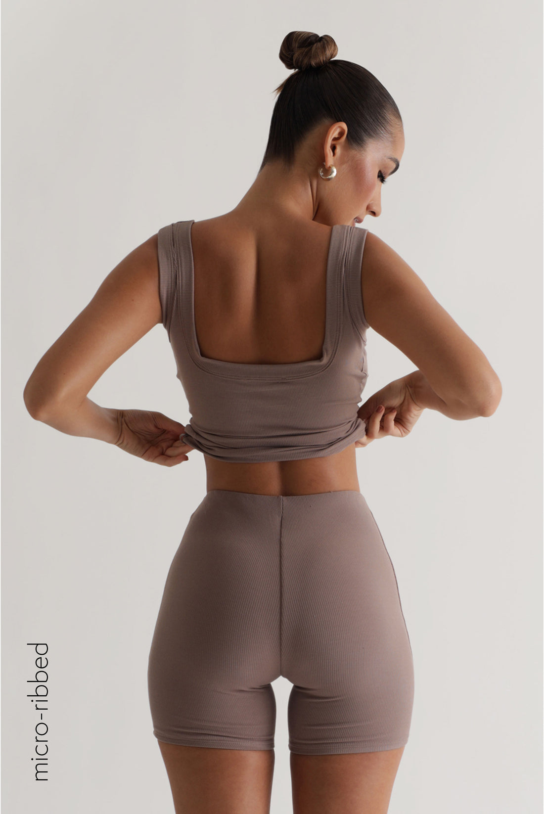 Square Micro-Ribbed Tank Top - Mocha