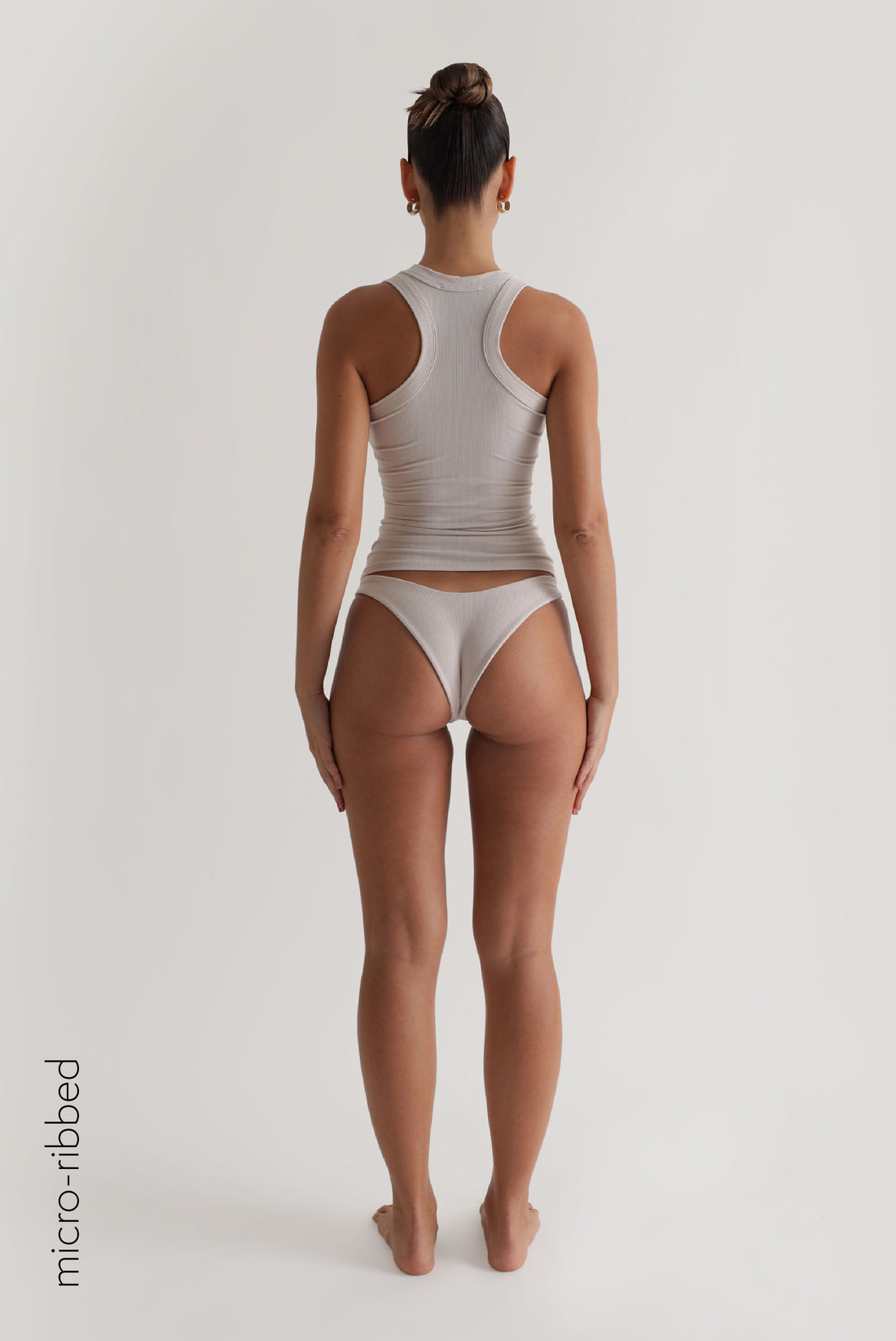 T-Shape Micro-Ribbed Tank Top - Beige