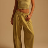The Ivy Wide-Leg Trousers - Golden Olive