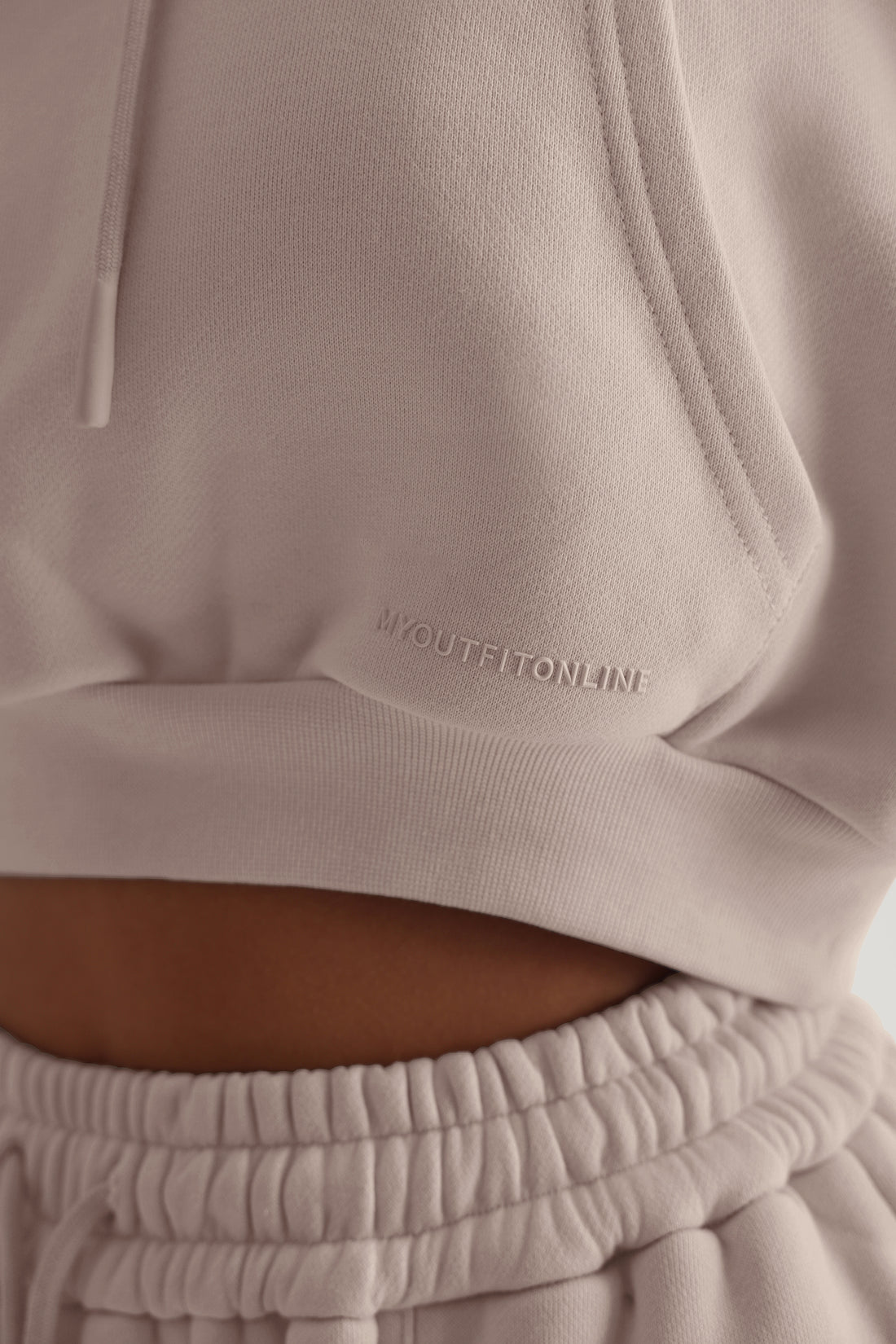 Oversized Cropped Hoodie - Soft Beige