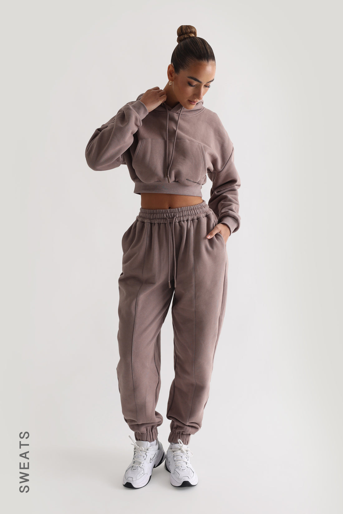 Oversized Cropped Hoodie - Smokey Taupe