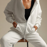 Boyfriend Zip-Up Hoodie - White